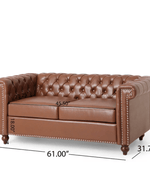 Bloomart Greek Modern Handmade Button Tufted Leatherette Chesterfield 2 Seater Sofa