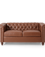 Bloomart Greek Modern Handmade Button Tufted Leatherette Chesterfield 2 Seater Sofa