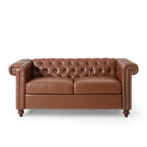 Bloomart Greek Modern Handmade Button Tufted Leatherette Chesterfield 2 Seater Sofa