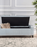 Bloomart Raffinée Solid Wood Flip Top Storage Bench with Soft Upholstery Multipurpose Storage Chest Store Blanket Cushion Pillow