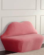 Bloomart Elegant Silhouette Lip Solid Wood Velvet Upholstery Bench For Living Room
