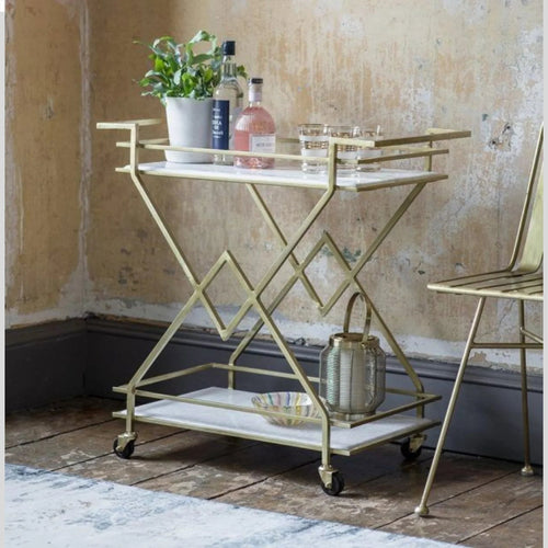 Anatole Solid Metal 2-Tier Bar Cart Trolley