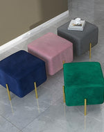 Bloomart Luxury Velvet Square Foot Stool Ottoman Pouf - Plush and Stylish Home Decor Accent