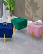 Bloomart Luxury Velvet Square Foot Stool Ottoman Pouf - Plush and Stylish Home Decor Accent