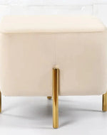 Bloomart Luxury Velvet Square Foot Stool Ottoman Pouf - Plush and Stylish Home Decor Accent