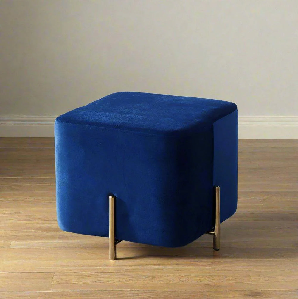 Bloomart Luxury Velvet Square Foot Stool Ottoman Pouf - Plush and Stylish Home Decor Accent