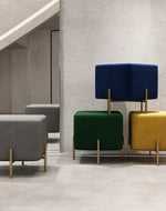 Bloomart Luxury Velvet Square Foot Stool Ottoman Pouf - Plush and Stylish Home Decor Accent