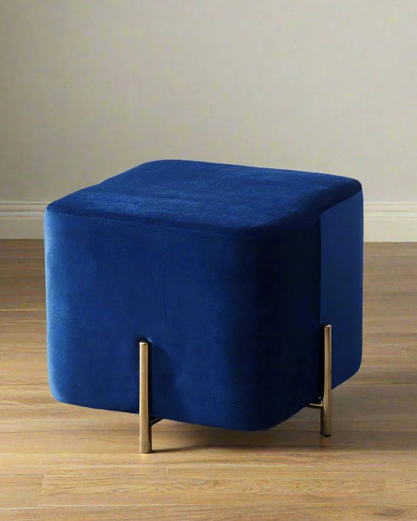 Bloomart Luxury Velvet Square Foot Stool Ottoman Pouf - Plush and Stylish Home Decor Accent