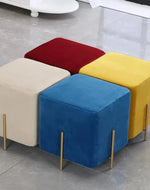 Bloomart Luxury Velvet Square Foot Stool Ottoman Pouf - Plush and Stylish Home Decor Accent