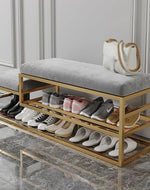 Luxury gold-framed shoe bench
