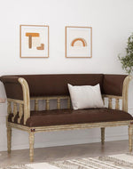 Wooden Flared Arm Loveseat Bench for Living Room Comfort for Backrest (2 Seater, Dark Brown) - Bloomart