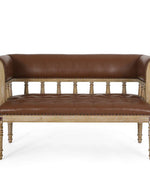 Wooden Flared Arm Loveseat Bench for Living Room Comfort for Backrest (2 Seater, Brown)