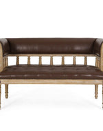 Wooden Flared Arm Loveseat Bench for Living Room Comfort for Backrest (2 Seater, Dark Brown)