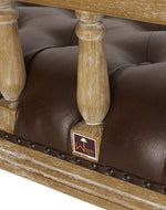 Wooden Flared Arm Loveseat Bench for Living Room Comfort for Backrest (2 Seater, Dark Brown)
