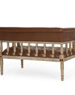 Wooden Flared Arm Loveseat Bench for Living Room Comfort for Backrest (2 Seater, Brown)