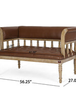 Wooden Flared Arm Loveseat Bench for Living Room Comfort for Backrest (2 Seater, Brown)