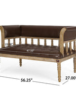 Wooden Flared Arm Loveseat Bench for Living Room Comfort for Backrest (2 Seater, Dark Brown)