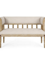 Wooden Flared Arm Loveseat Bench for Living Room Comfort for Backrest (2 Seater, Beige)