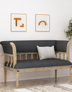 Wooden Flared Arm Loveseat Bench for Living Room Comfort for Backrest (2 Seater, Grey) - Bloomart