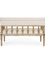 Wooden Flared Arm Loveseat Bench for Living Room Comfort for Backrest (2 Seater, Beige)