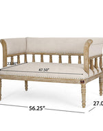 Wooden Flared Arm Loveseat Bench for Living Room Comfort for Backrest (2 Seater, Beige)