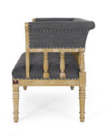 Wooden Flared Arm Loveseat Bench for Living Room Comfort for Backrest (2 Seater, Grey)