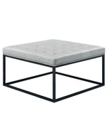 Wide Leatherette Tufted Square Coffee Table For Living Room