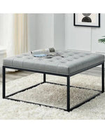 Wide Leatherette Tufted Square Coffee Table For Living Room - Bloomart