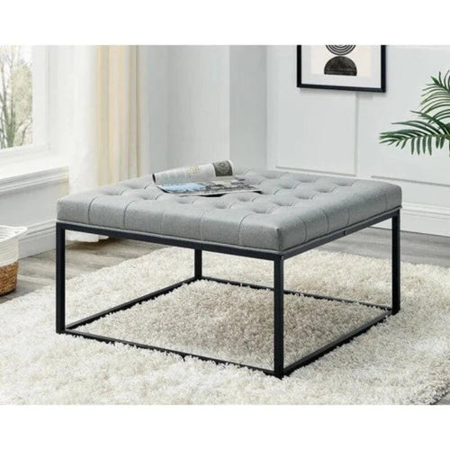Wide Leatherette Tufted Square Coffee Table For Living Room - Bloomart