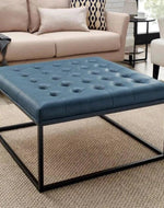 Wide Leatherette Tufted Square Coffee Table For Living Room - Bloomart