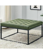 Wide Leatherette Tufted Square Coffee Table For Living Room - Bloomart
