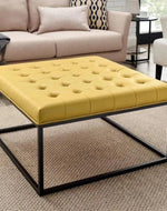 Wide Leatherette Tufted Square Coffee Table For Living Room - Bloomart