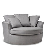 Wooden Modern Round Accent Sofa Barrel Cuddle Chair With 3 Pillows (Silver)