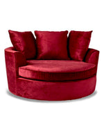 Bloomart Velvet Round Solid Wood Barrel Sofa Cuddle Chair