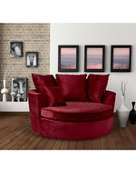 Bloomart Velvet Round Solid Wood Barrel Sofa Cuddle Chair