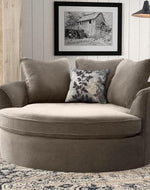 Bloomart Velvet Round Solid Wood Barrel Sofa Chair - Bloomart
