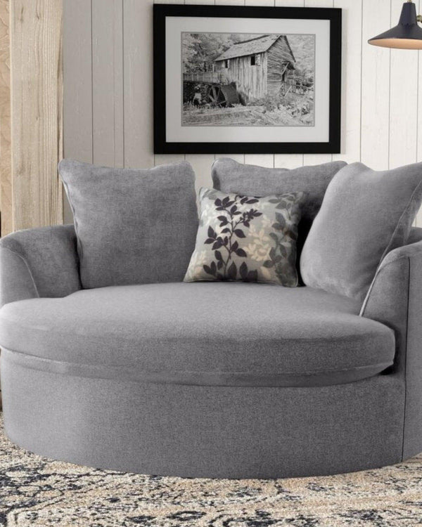 Wooden Modern Round Accent Sofa Barrel Chair With 3 Pillows (Silver) - Bloomart