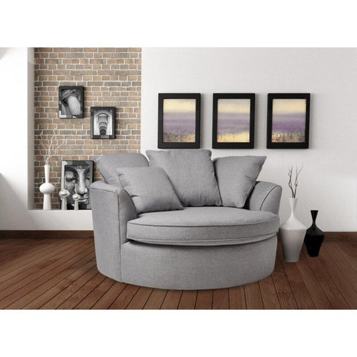 Wooden Modern Round Accent Sofa Barrel Cuddle Chair With 3 Pillows (Silver)