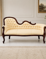 Céleste Wooden Couch for Home & Office Chaise Lounge Settee ( Beige )