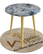 Bloomart Malin Solid Wood Round End Table with Natural Legs