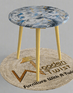 Bloomart Malin Solid Wood Round End Table with Natural Legs