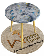 Bloomart Malin Solid Wood Round End Table with Natural Legs
