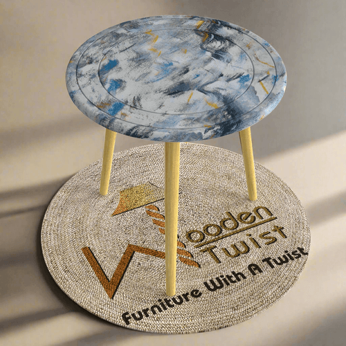Bloomart Malin Solid Wood Round End Table with Natural Legs