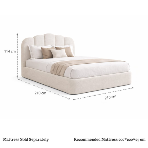 Bloomart Cloudora Luxury Full Upholstered Bouclé Storage Bed With Hydraulic Lift Modern Designer Bed With Deep Storage