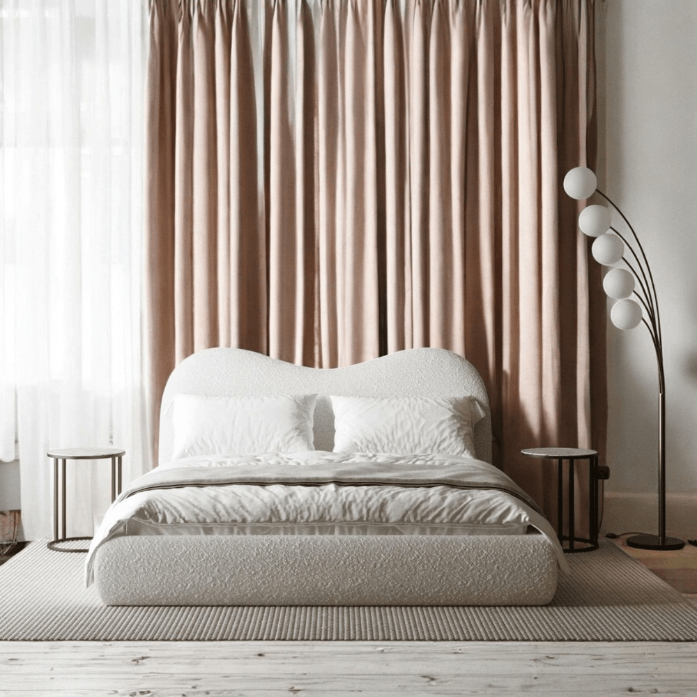 Bloomart Cnug Soft Boucle Fabric Modern Bed for Living Room, Bedroom