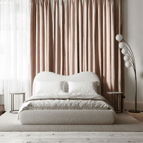 Bloomart Cnug Soft Boucle Fabric Modern Bed for Living Room, Bedroom