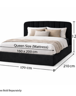 Bloomart Black Calmora Luxury Bed Minimal Modern Upholstered Bed With Padded Headboard