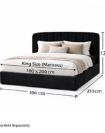 Bloomart Black Calmora Luxury Bed Minimal Modern Upholstered Bed With Padded Headboard