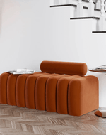 Bloomart Veylo Modern Line Design Entryway Bench with Round Back Pillow