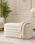 Bloomart Luxury Off-White Boucle Bench Modern Upholstered Ottoman Seat for Bedroom & Living Room